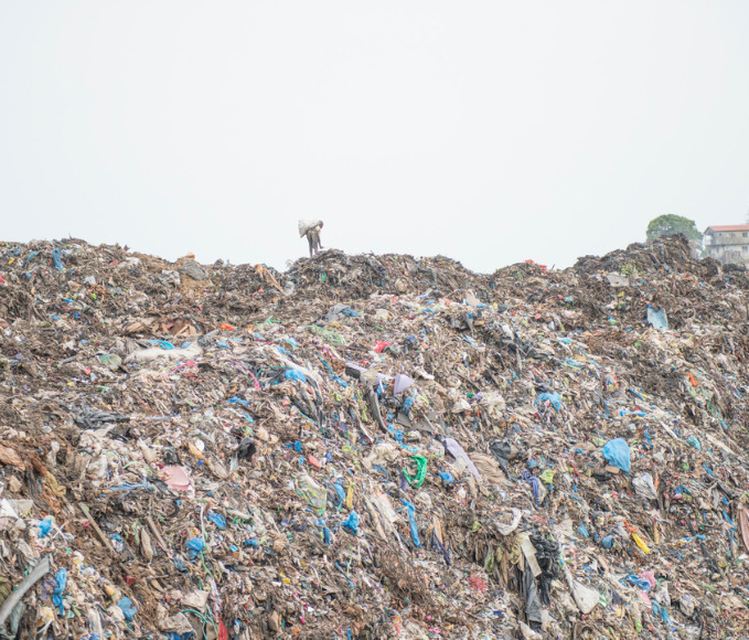 pile of solid waste in landfill