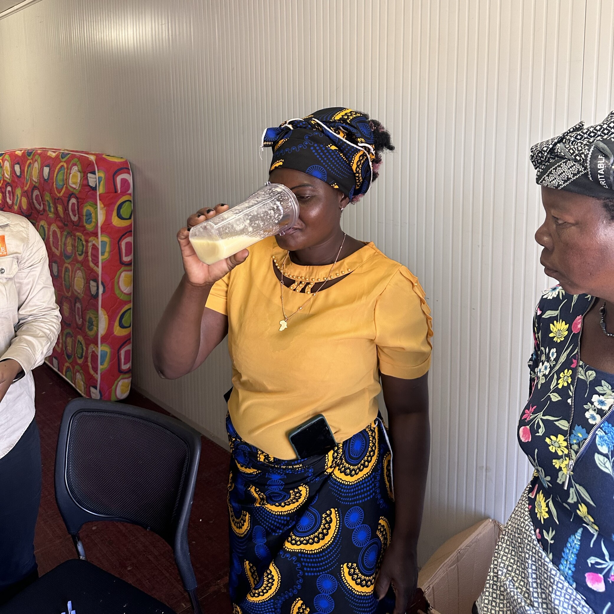 woman drinking juice