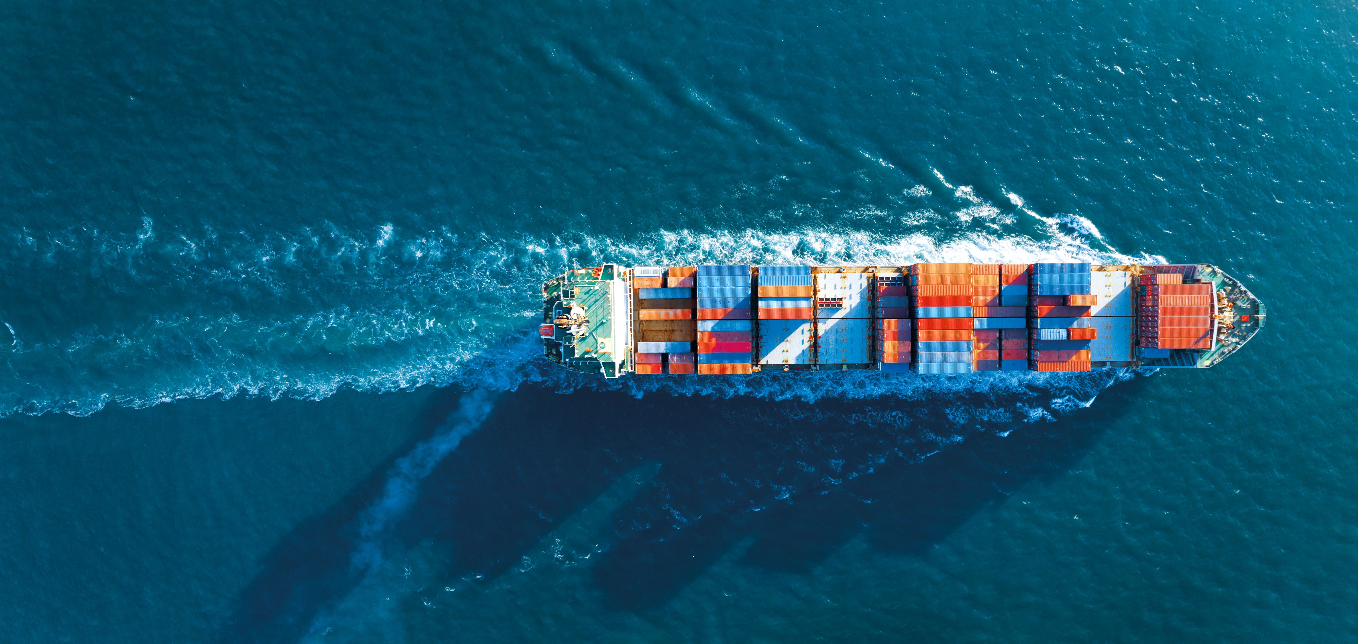 aerial view of container boat