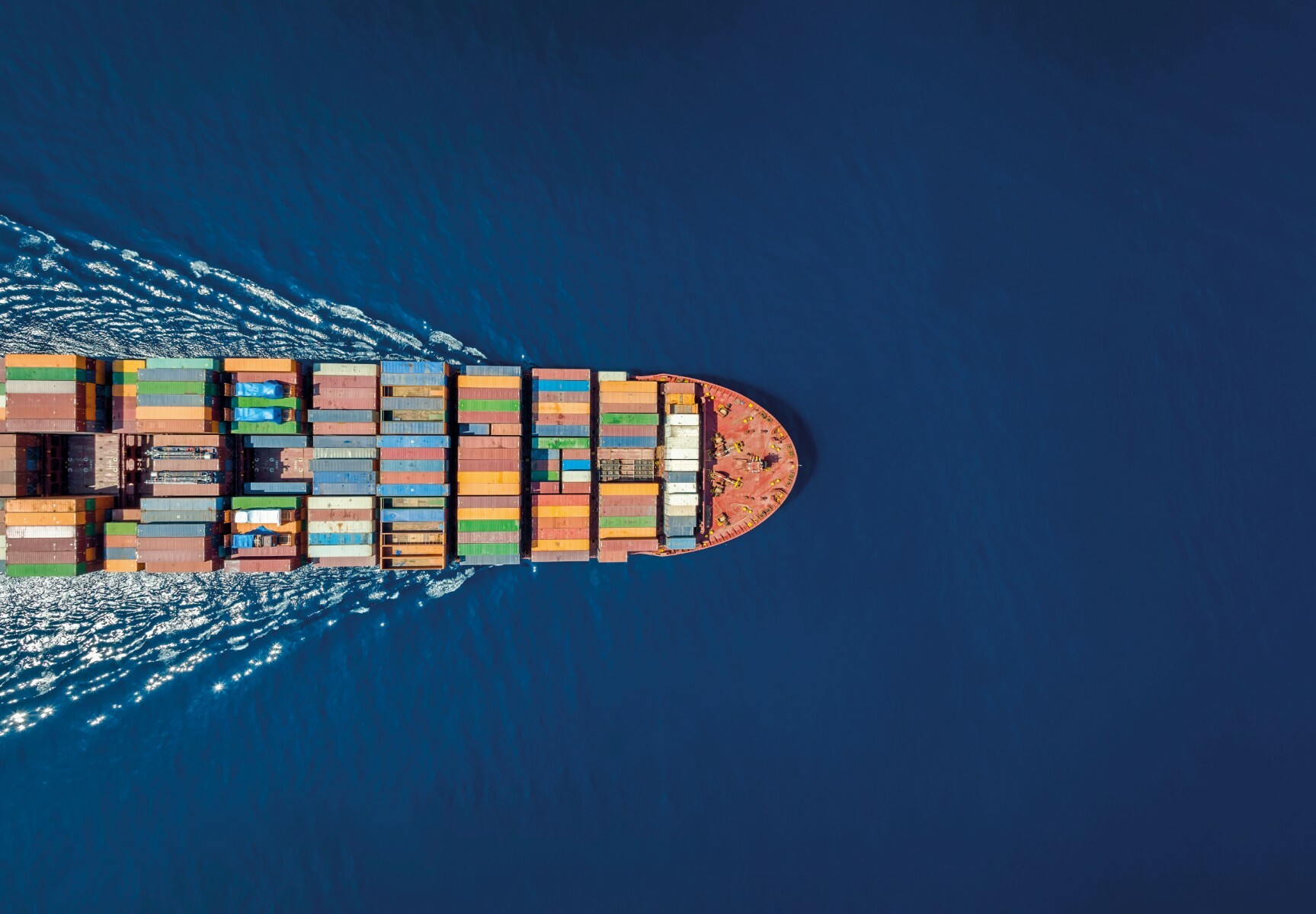 aerial view of container boat